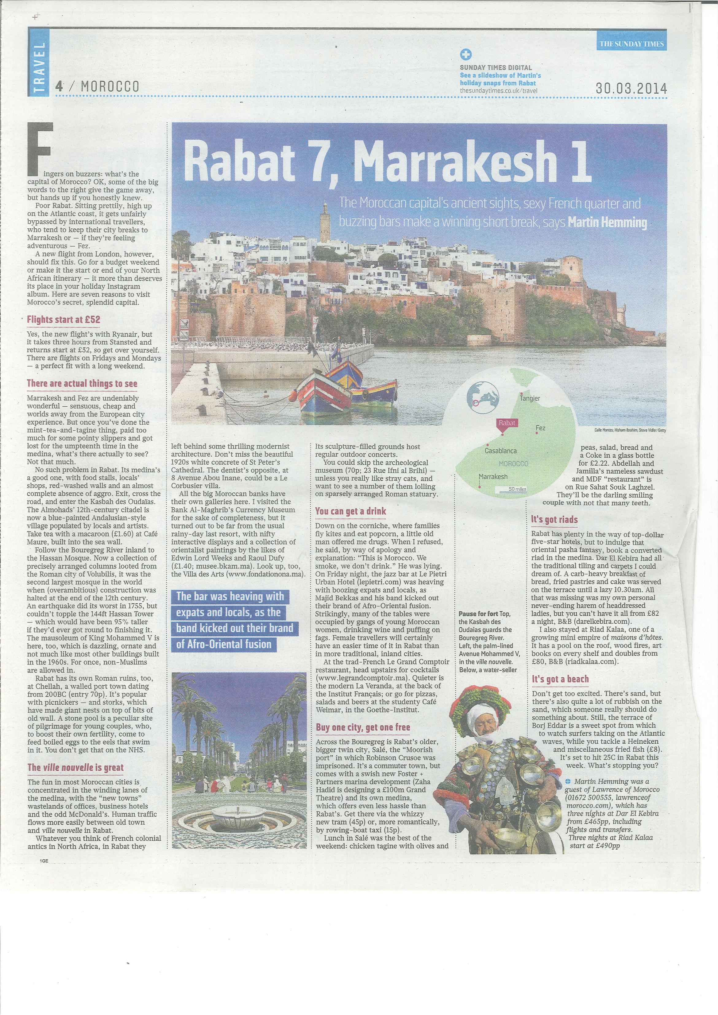 The Sunday Times 30.3.14 (Martin Hemming on Rabat)